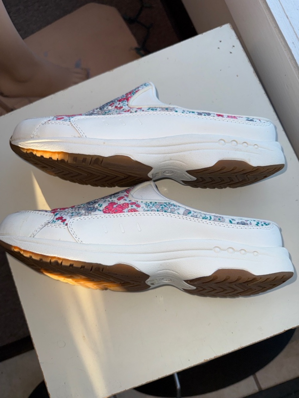 Martha Stewart White Canvas Slip-Ons with Pink and Teal Floral Accents - Picture 5 of 9